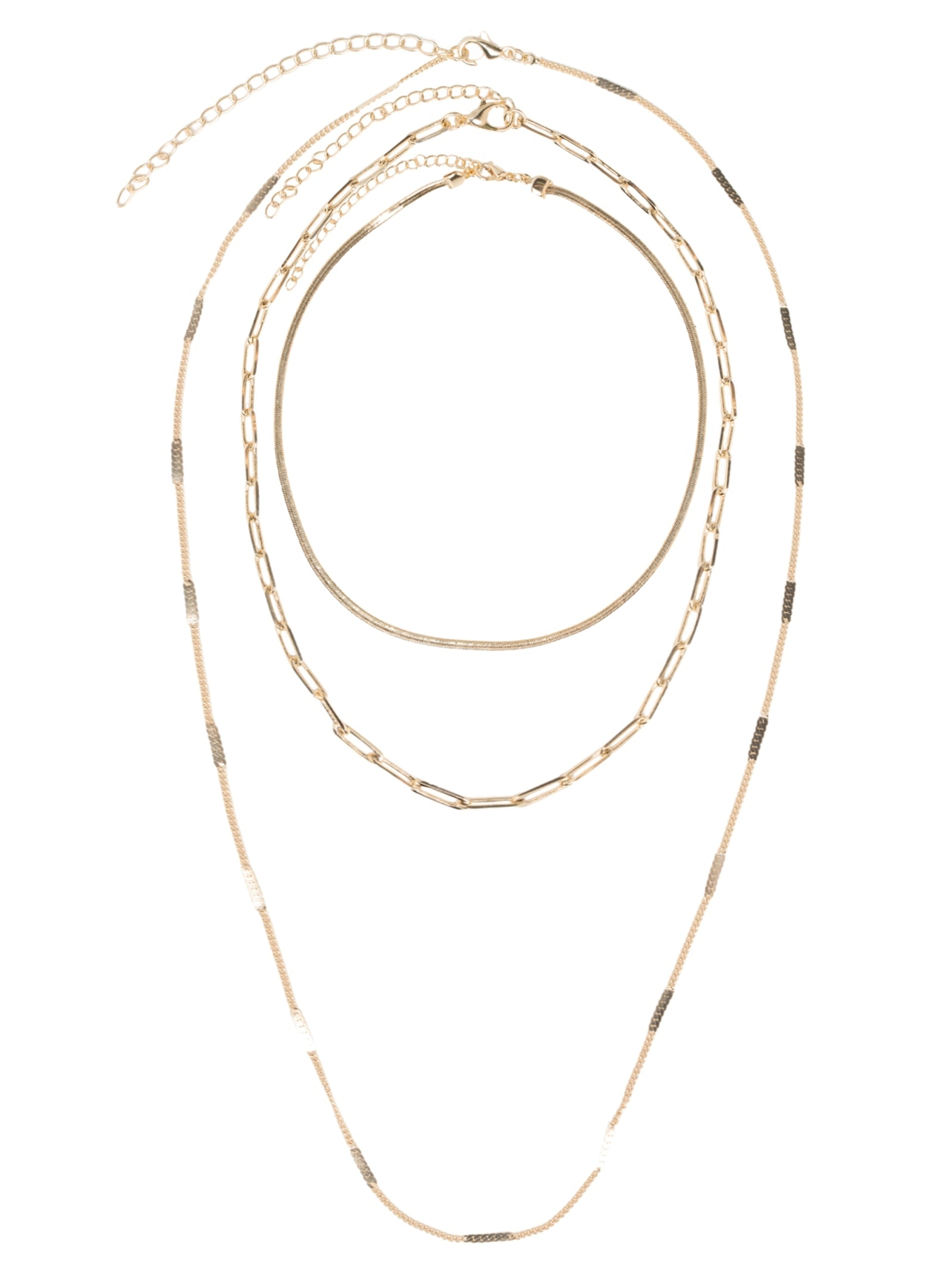 Kit Colar Feminino Folheado Diferentes Elos Dourado Basiq