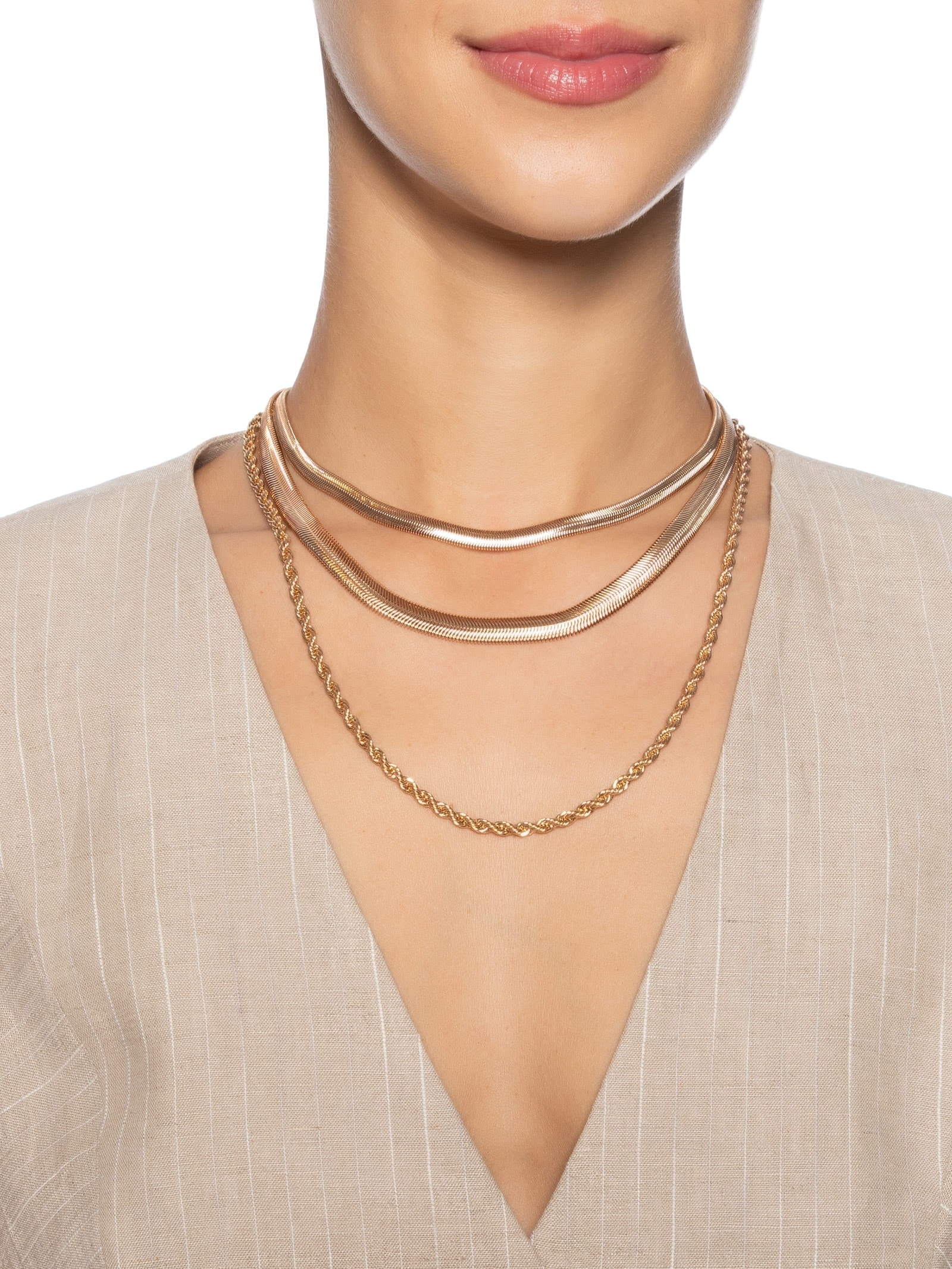 Kit Colares Feminino Dourado Market 33