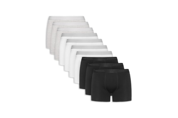 Kit Com 10 Cuecas Boxer Em Algodão - Branco