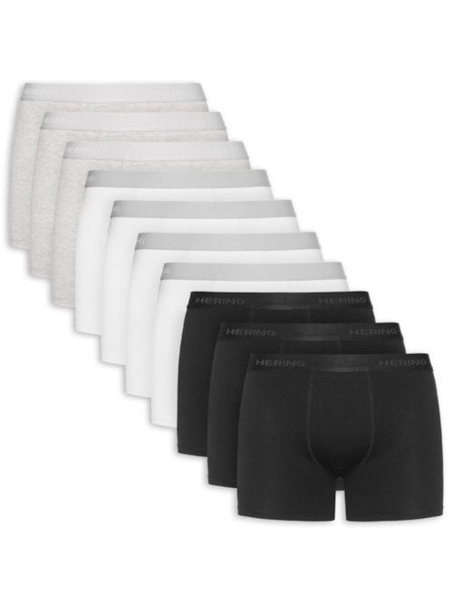 Kit Com 10 Cuecas Boxer Em Algodão - Branco
