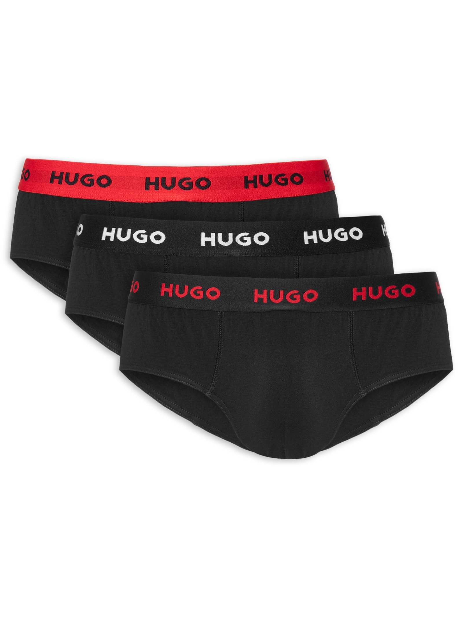 Kit Cueca 3 Pares Hip Brief Triplet Pack Preto Hugo