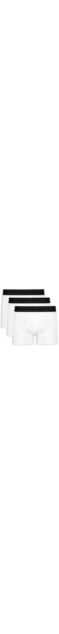 Kit Cueca Boxer Elástico Pima 3 Peças - Branco
