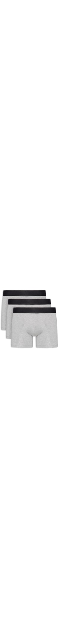 Kit Cueca Boxer Elástico Pima 3 Peças - Cinza