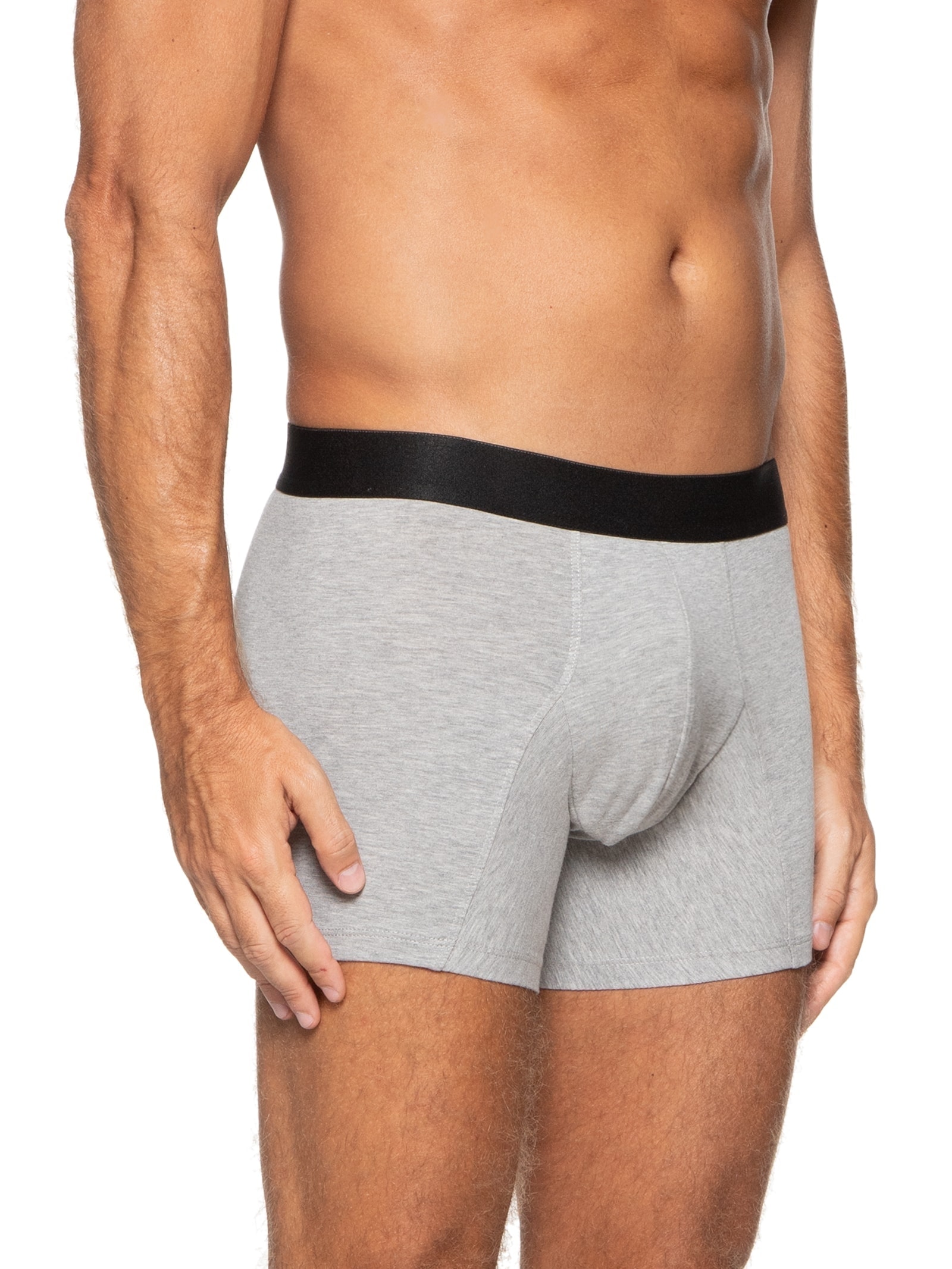 Kit Cueca Boxer Elástico Pima 3 Peças Cinza '2 Essential