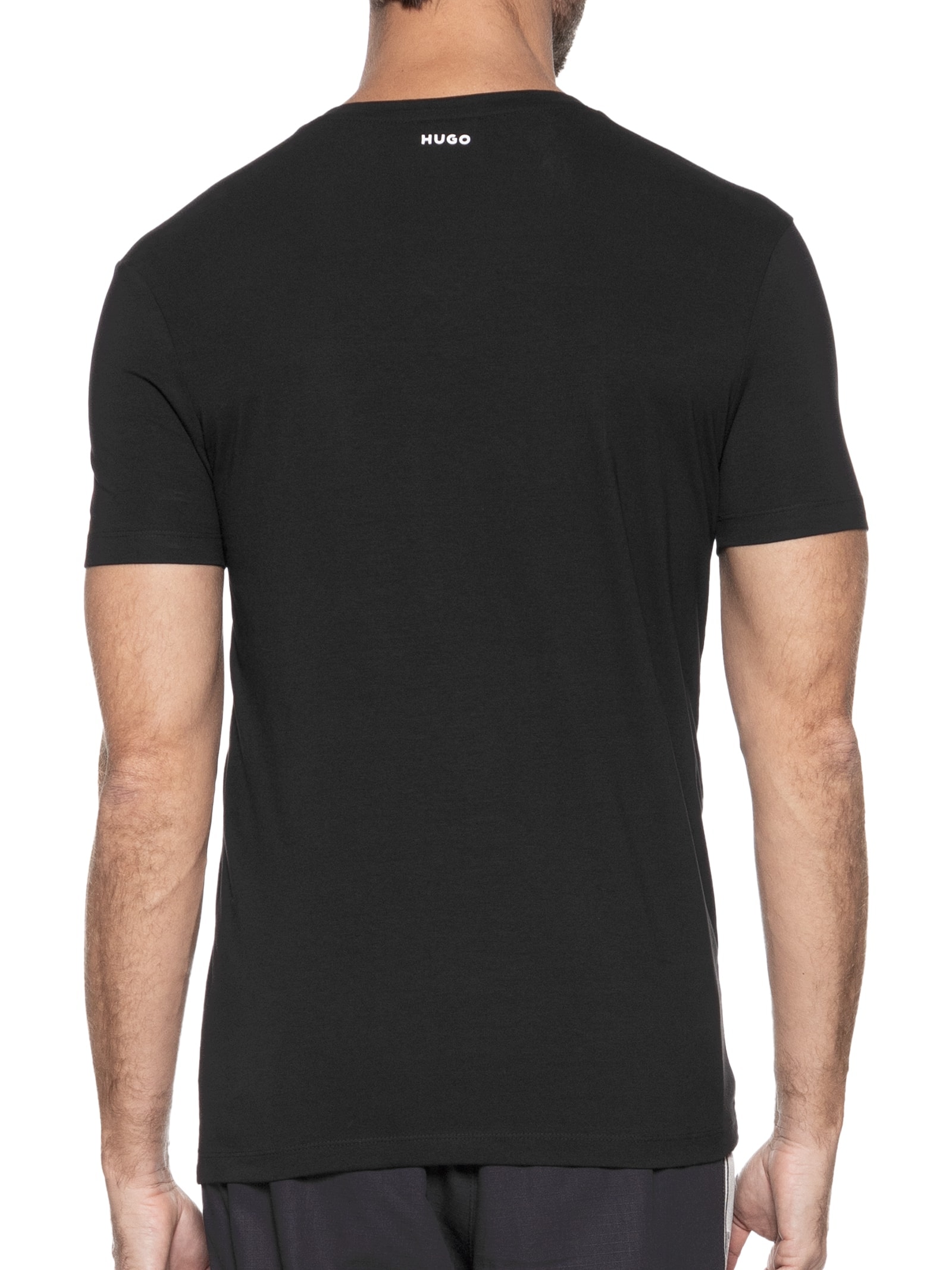 Kit De 2 Camisetas Masculina Gola V Preto Hugo