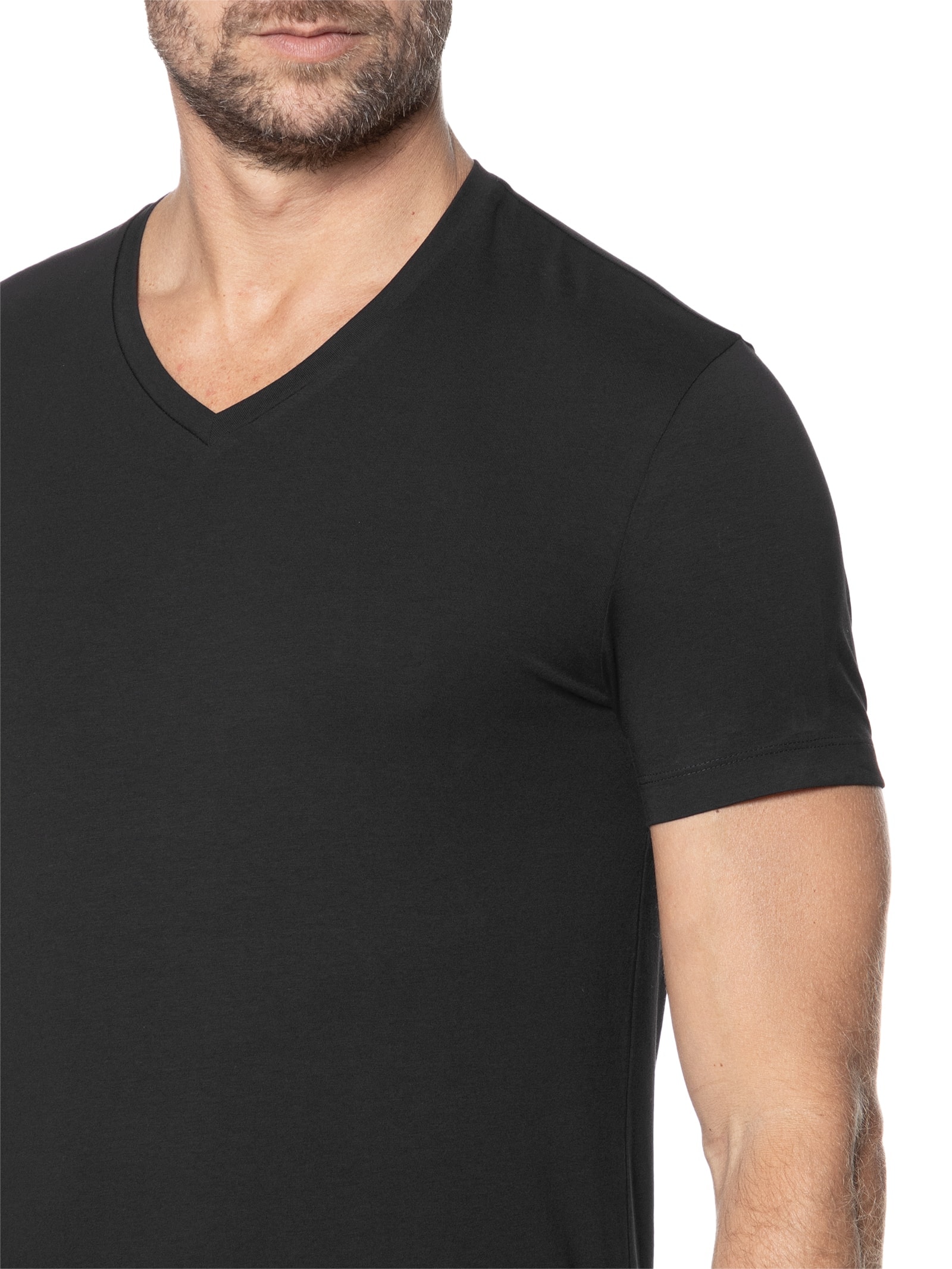 Kit De 2 Camisetas Masculina Gola V Preto Hugo
