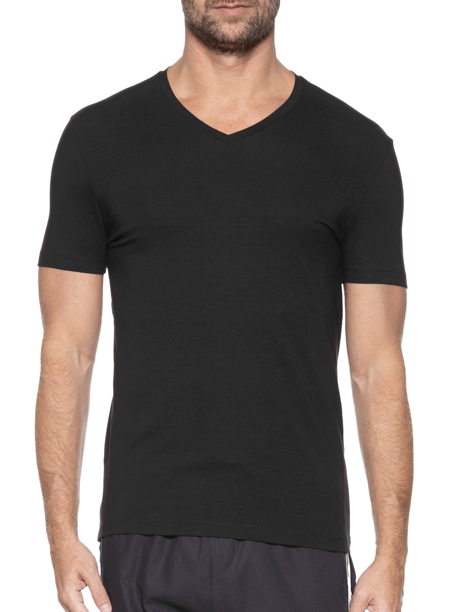 Kit De 2 Camisetas Masculina Gola V Preto Hugo