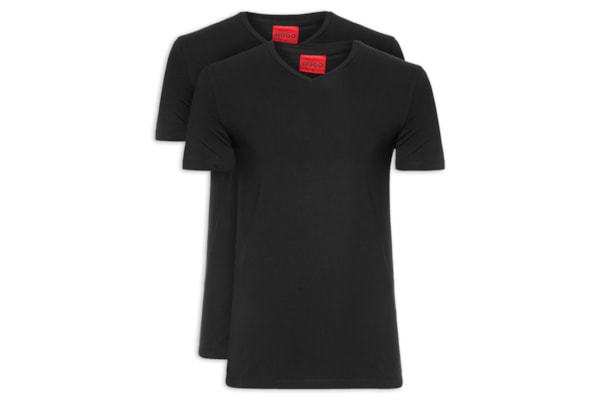 Kit De 2 Camisetas Masculinas Gola V - Preto