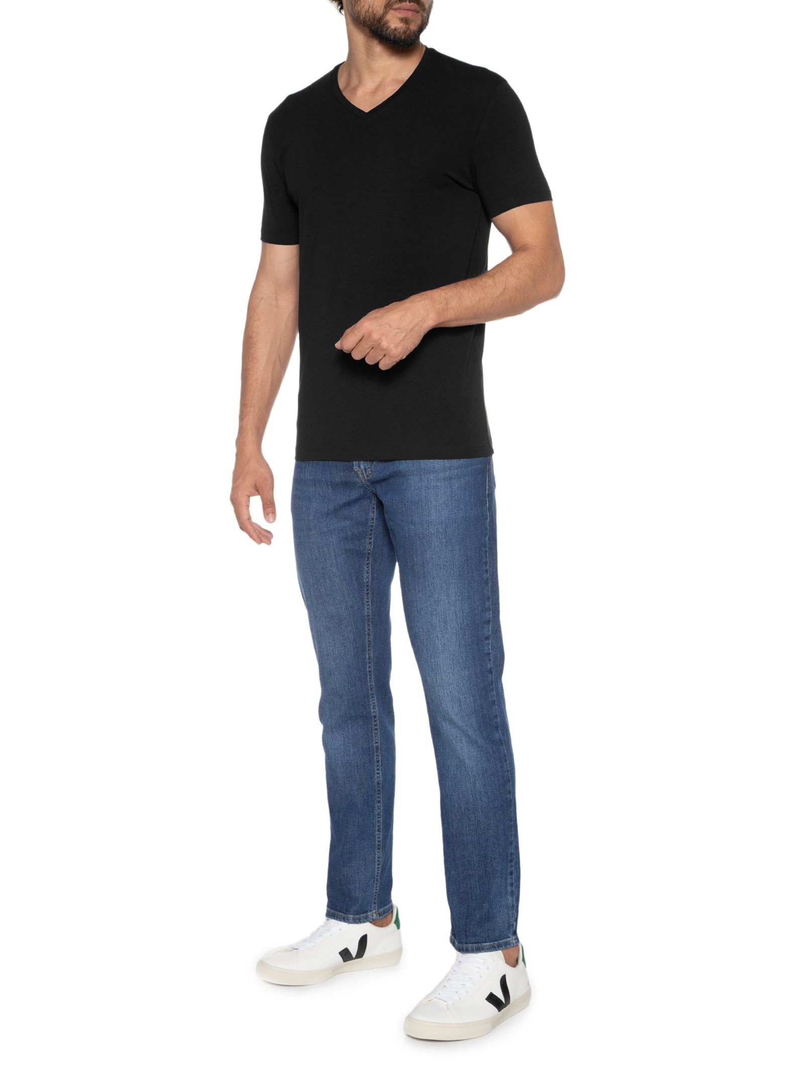 Kit De 2 Camisetas Masculinas Gola V Preto Hugo