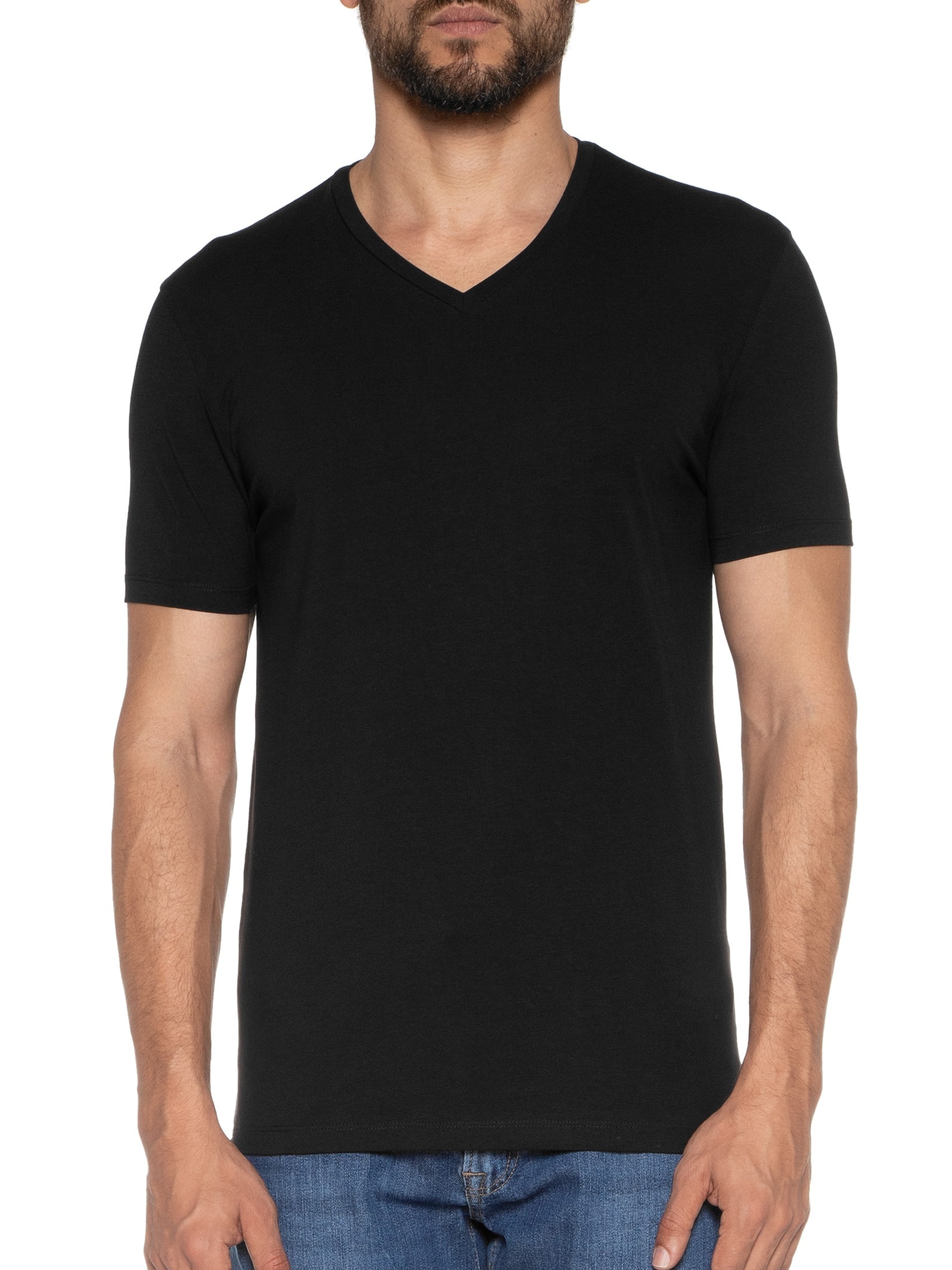 Kit De 2 Camisetas Masculinas Gola V Preto Hugo