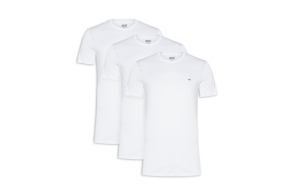 Kit de 3 Camisetas Masculinas em Algodão - Branco