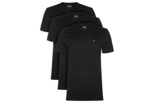 Kit de 3 Camisetas Masculinas em Algodão - Preto