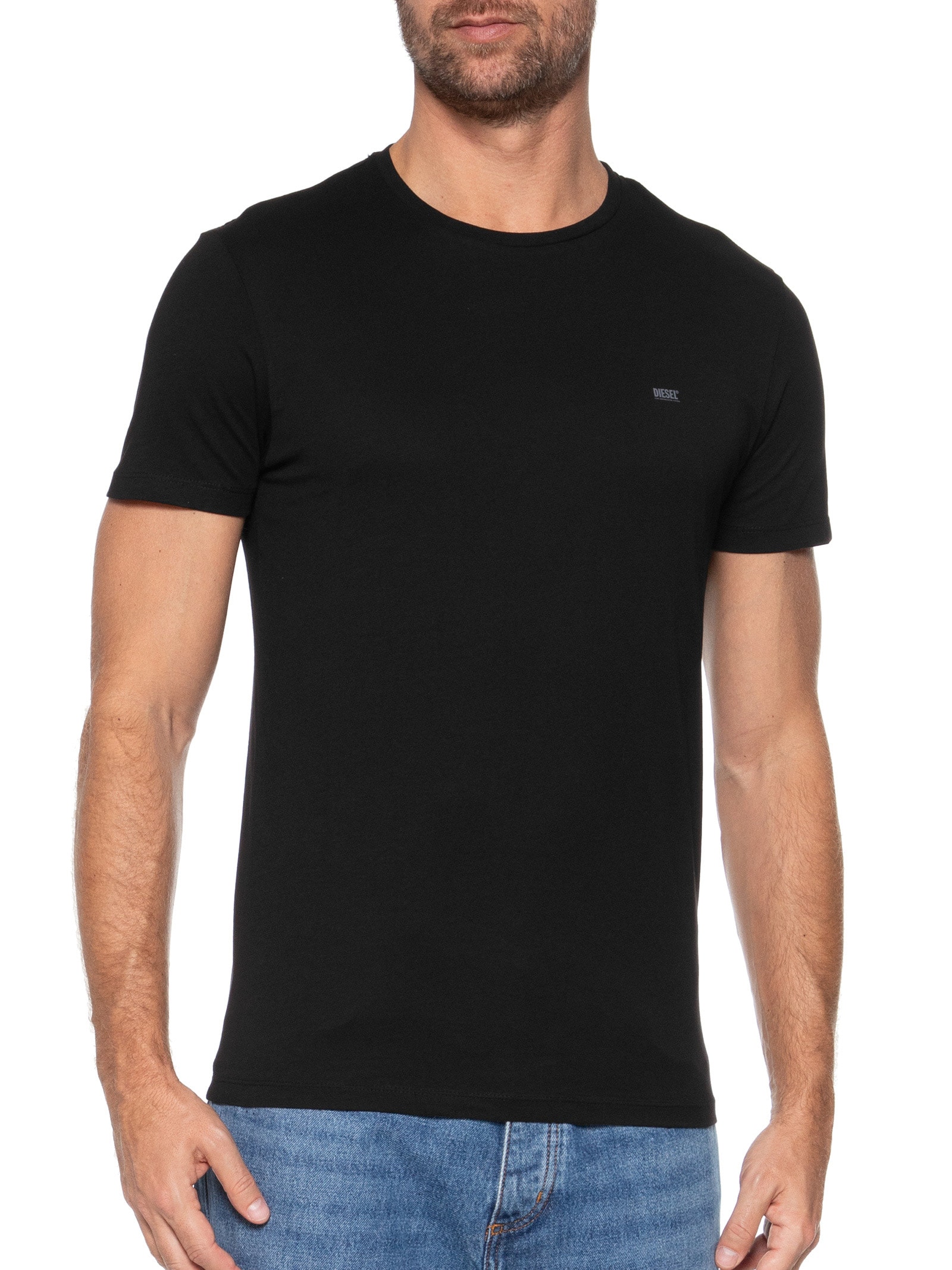 Kit de 3 Camisetas Masculinas em Algodão Preto Diesel