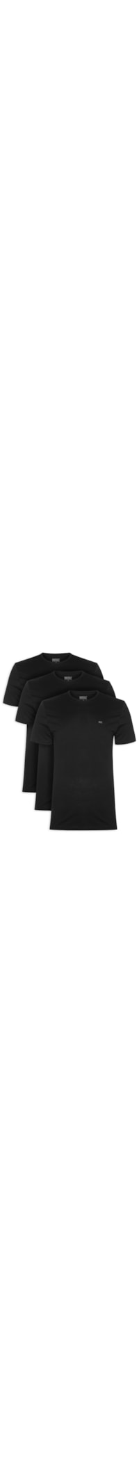 Kit de 3 Camisetas Masculinas em Algodão - Preto