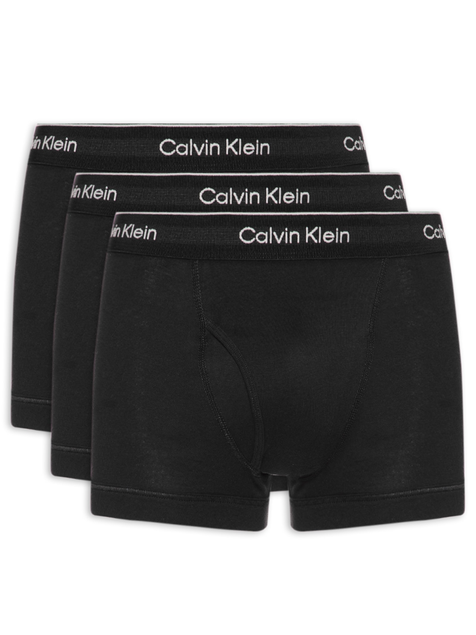 Kit De 3 Cuecas Trunk De Cotton Ribana Preto Calvin Klein Underwear