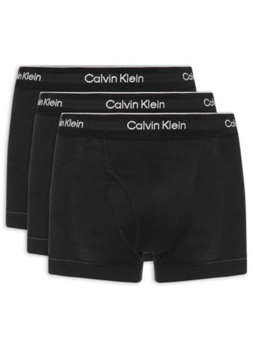 Kit De 3 Cuecas Trunk De Cotton Ribana - Preto