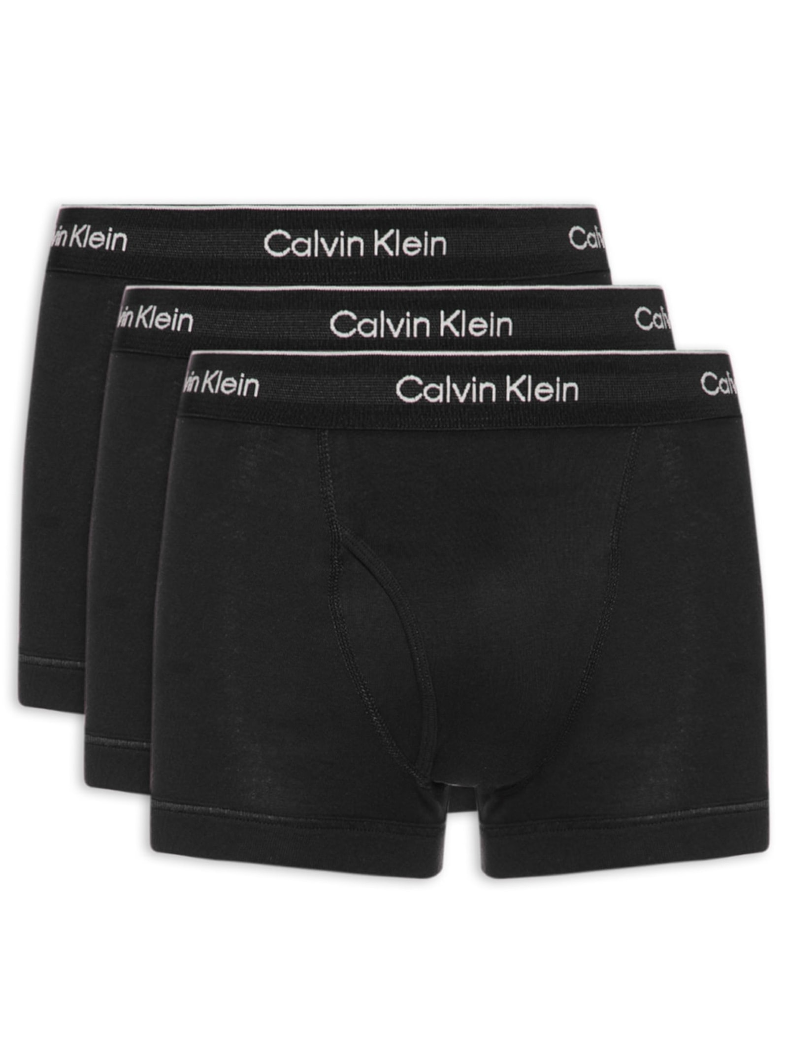 Kit De 3 Cuecas Trunk De Cotton Ribana Preto Calvin Klein Underwear