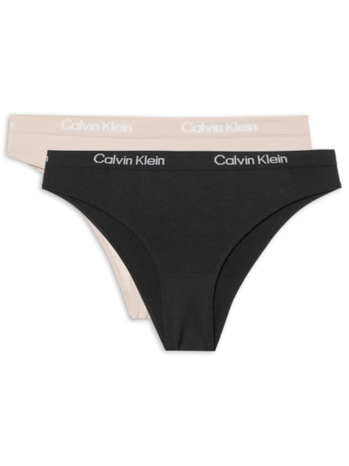 Kit De Calcinhas Tanga Microfibra Seamless 2 Peças - Preto