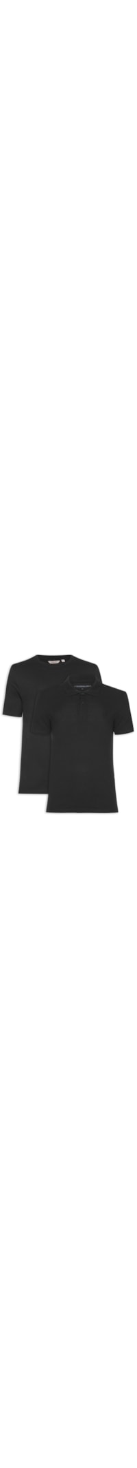 Kit De Camiseta E Polo Masculina Em Piquet - Preto