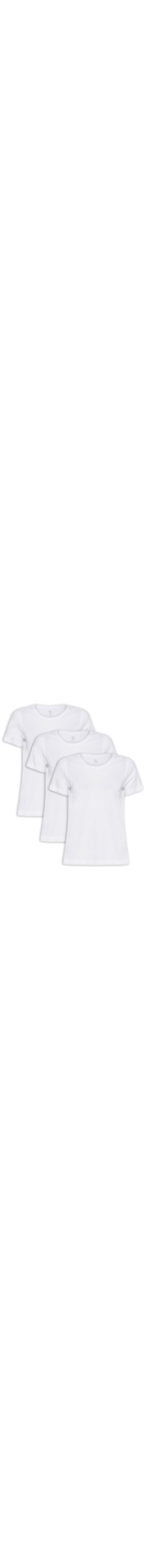 Kit De Camiseta Feminina Pima Manga Curta Decote Redondo 3 Peças - Branco