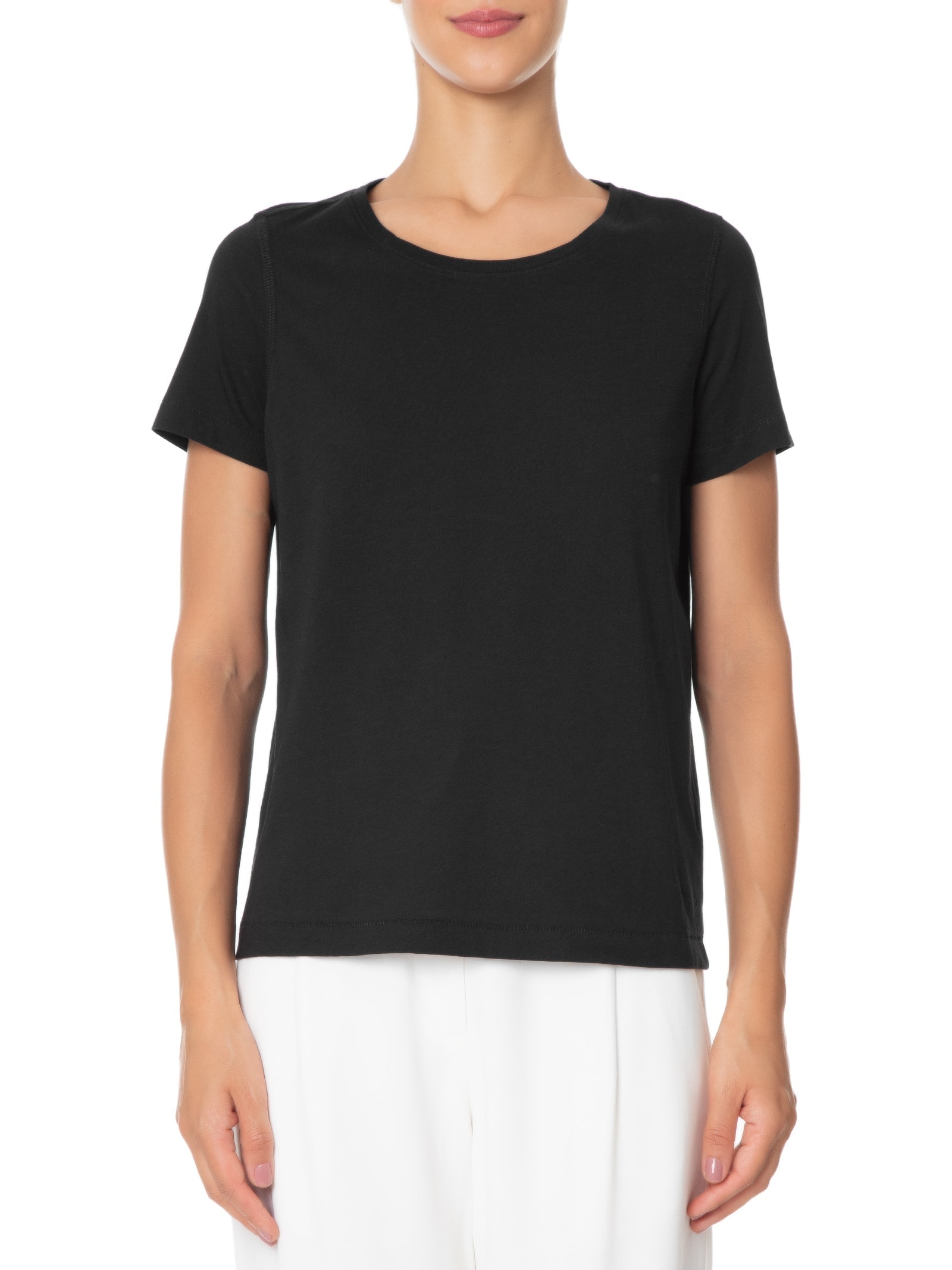 Kit De Camiseta Feminina Pima Manga Curta Decote Redondo 3 Peças Preto '2Essential