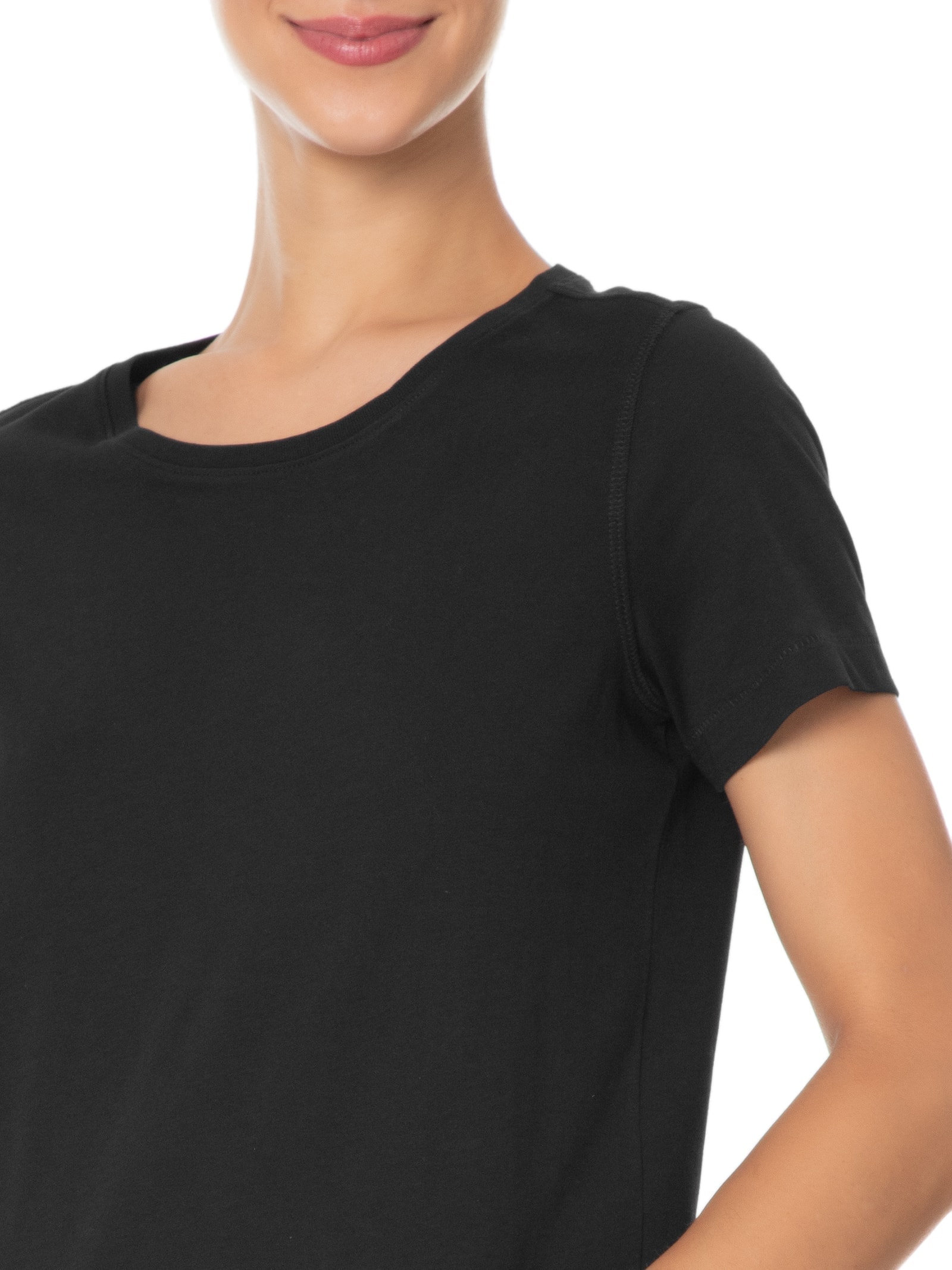 Kit De Camiseta Feminina Pima Manga Curta Decote Redondo 3 Peças Preto '2Essential