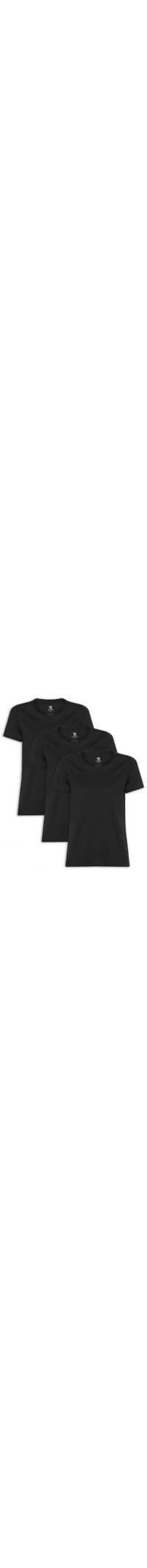 Kit De Camiseta Feminina Pima Manga Curta Decote Redondo 3 Peças - Preto