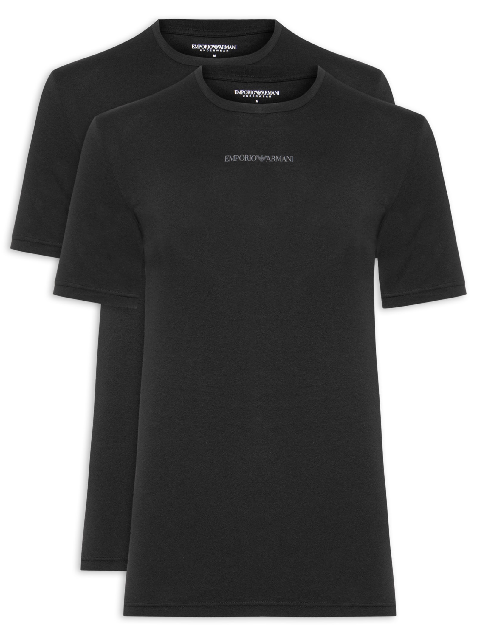 Kit De Camiseta Masculina 2 Peças Manga Curta Crew Neck Preto Emporio Armani Bodywear