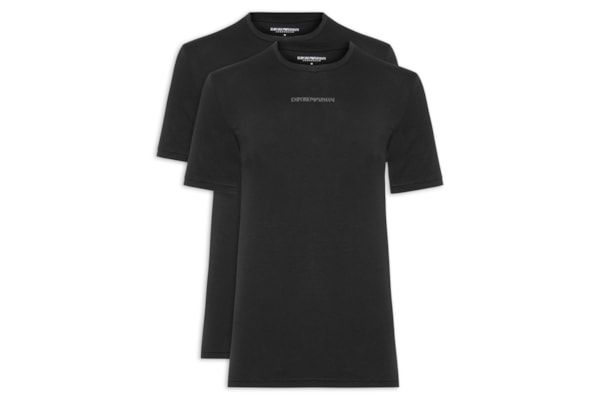 Kit De Camiseta Masculina 2 Peças Manga Curta Crew Neck - Preto