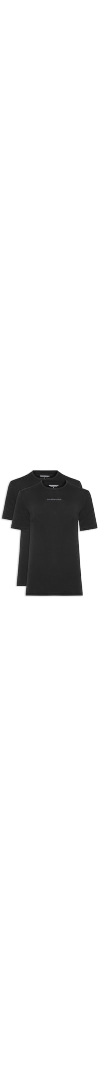 Kit De Camiseta Masculina 2 Peças Manga Curta Crew Neck - Preto