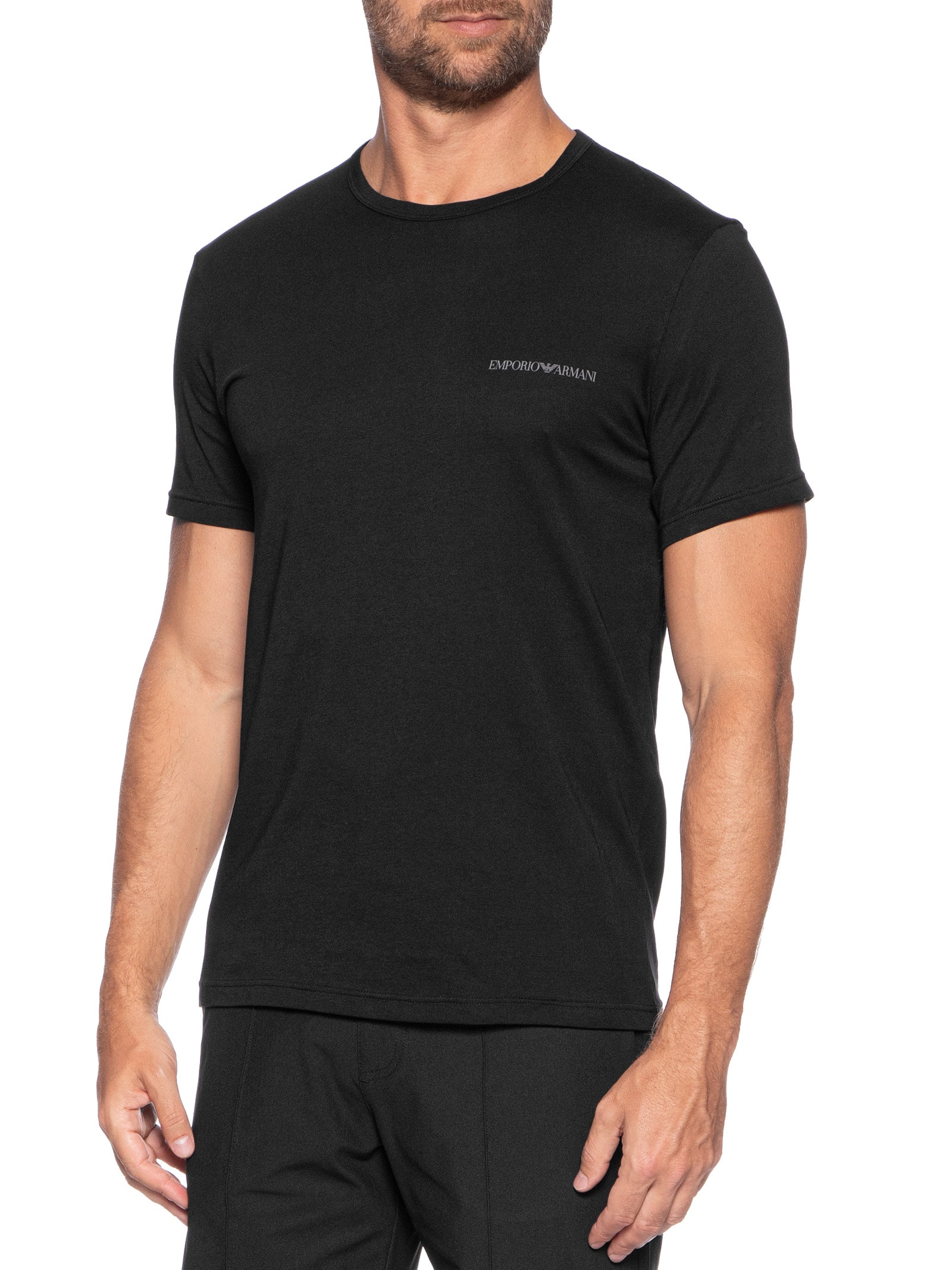 Kit De Camiseta Masculina 2 Peças Mc Crew Neck Preto Emporio Armani Bodywear