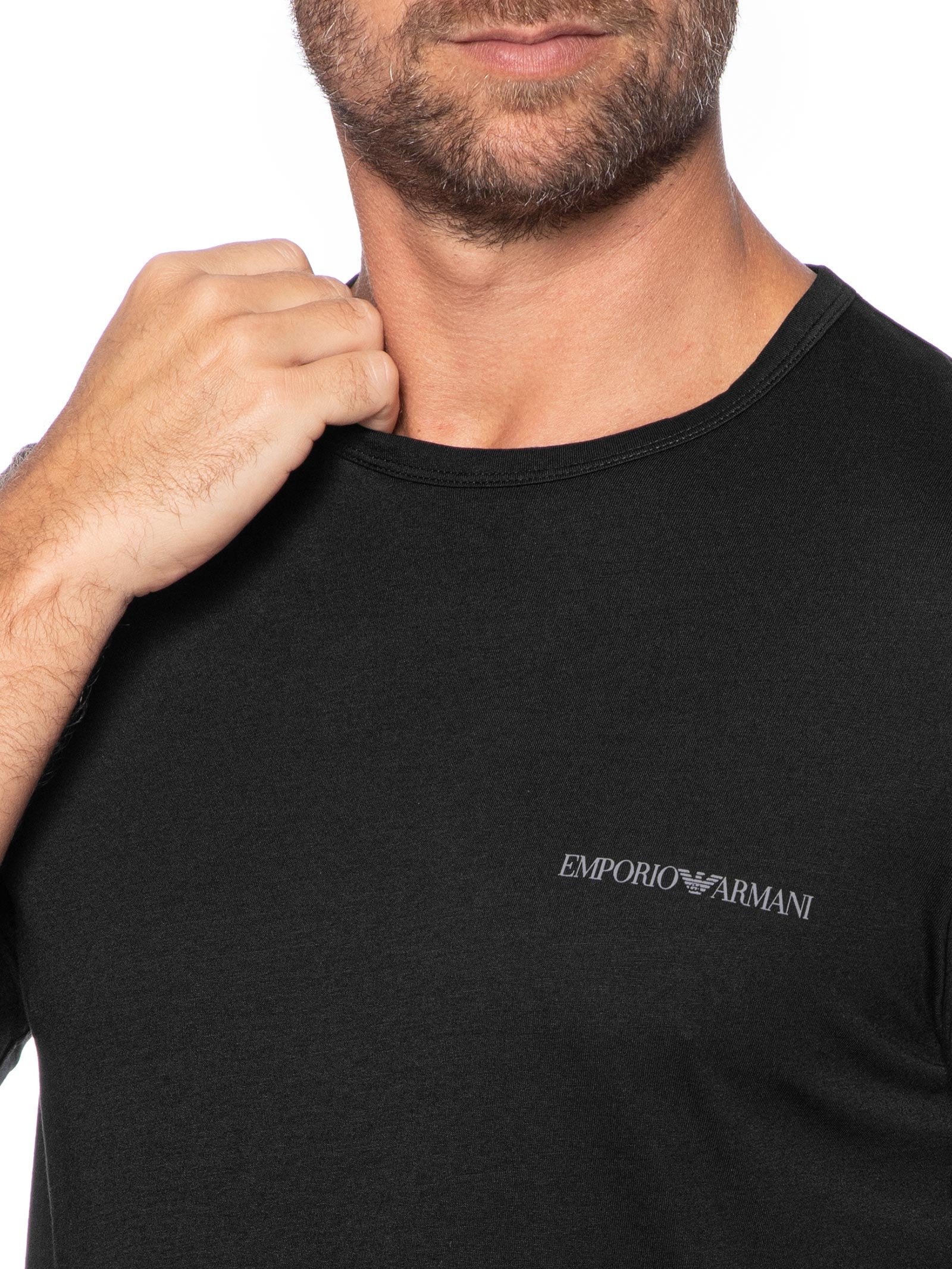 Kit De Camiseta Masculina 2 Peças Mc Crew Neck Preto Emporio Armani Bodywear