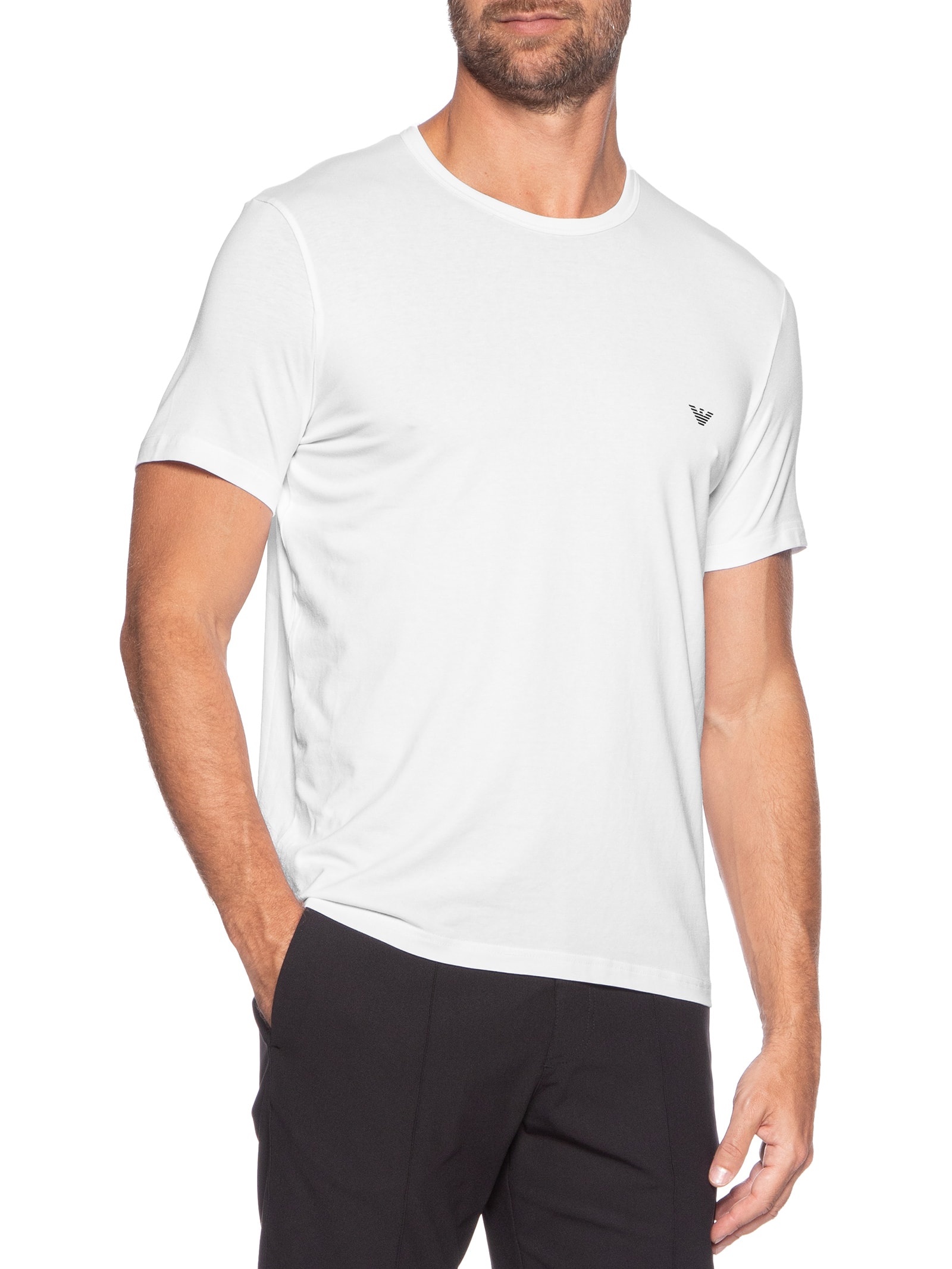 Kit De Camiseta Masculina 2 Peças Mc Parte Alta Branco Emporio Armani Bodywear
