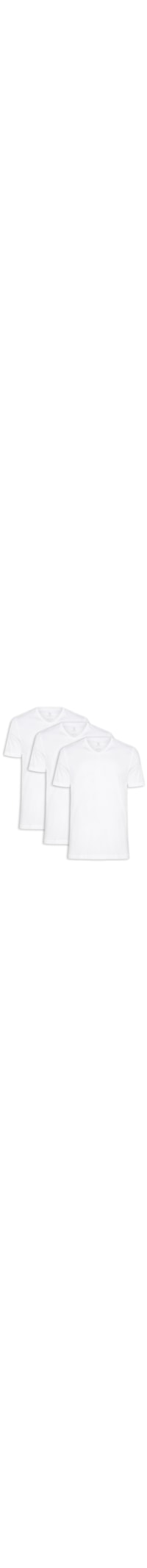 Kit De Camiseta Masculina Pima Manga Curta Gola V Regular Fit 3 Peças - Branco