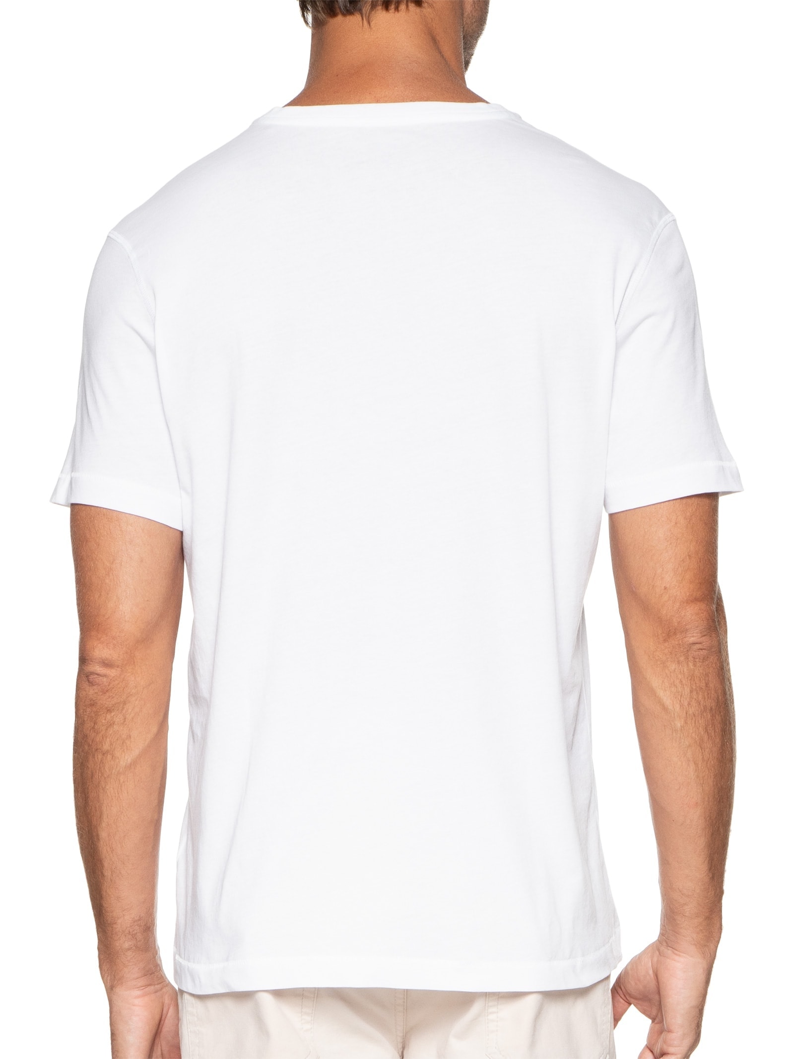 Kit De Camiseta Masculina Pima Manga Curta Gola V Regular Fit 3 Peças Branco '2 Essential