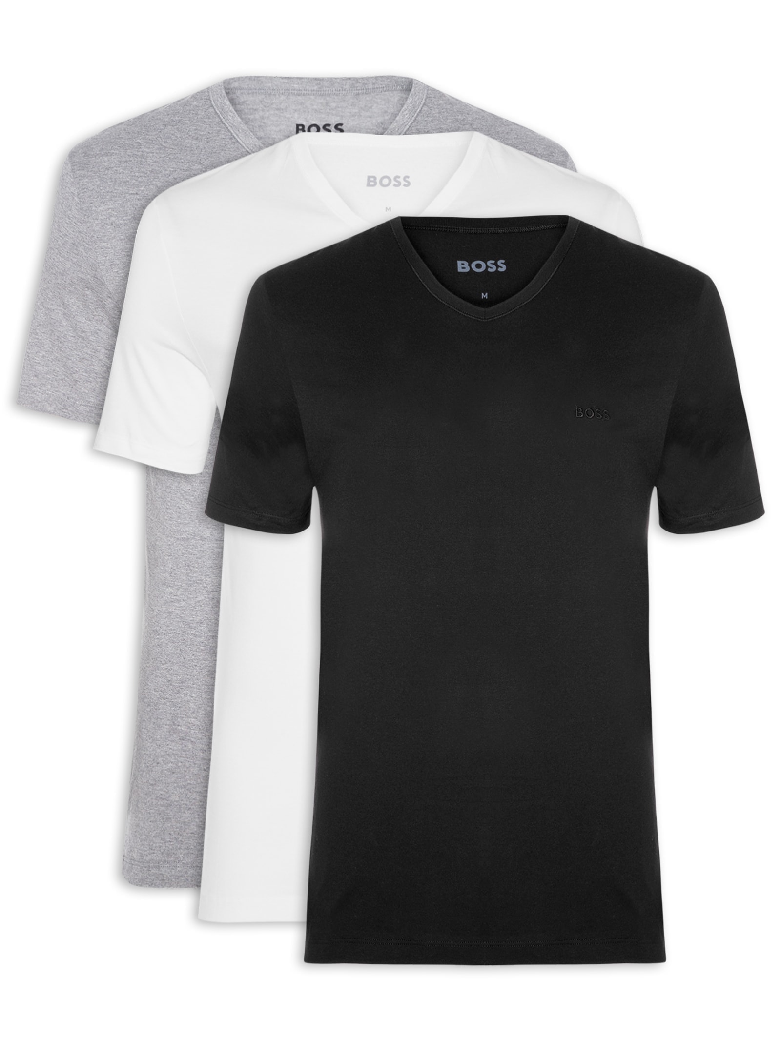Kit De Camisetas Masculina Gola V 3 Peças Classic Boss