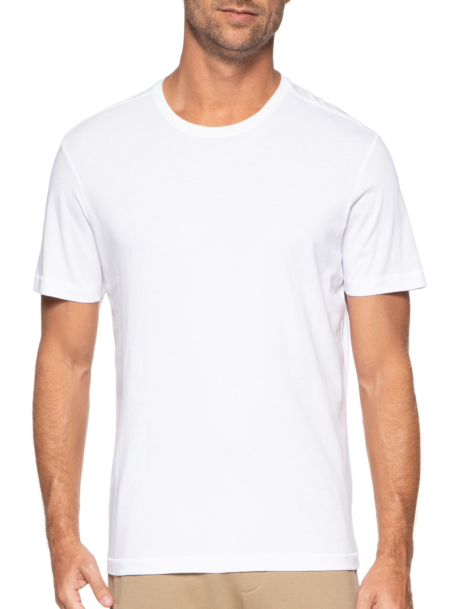 Kit De Camisetas Masculina Pima Manga Curta Gola Careca Regular Fit 3 Peças Branco '2 Essential