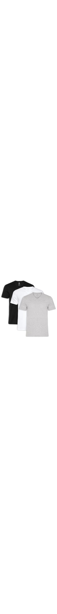 Kit De Camisetas Masculina Pima Manga Curta Gola V Regular Fit 3 Peças