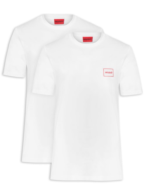 Kit De Camisetas Masculinas 2 Peças Crew Neck - Branco