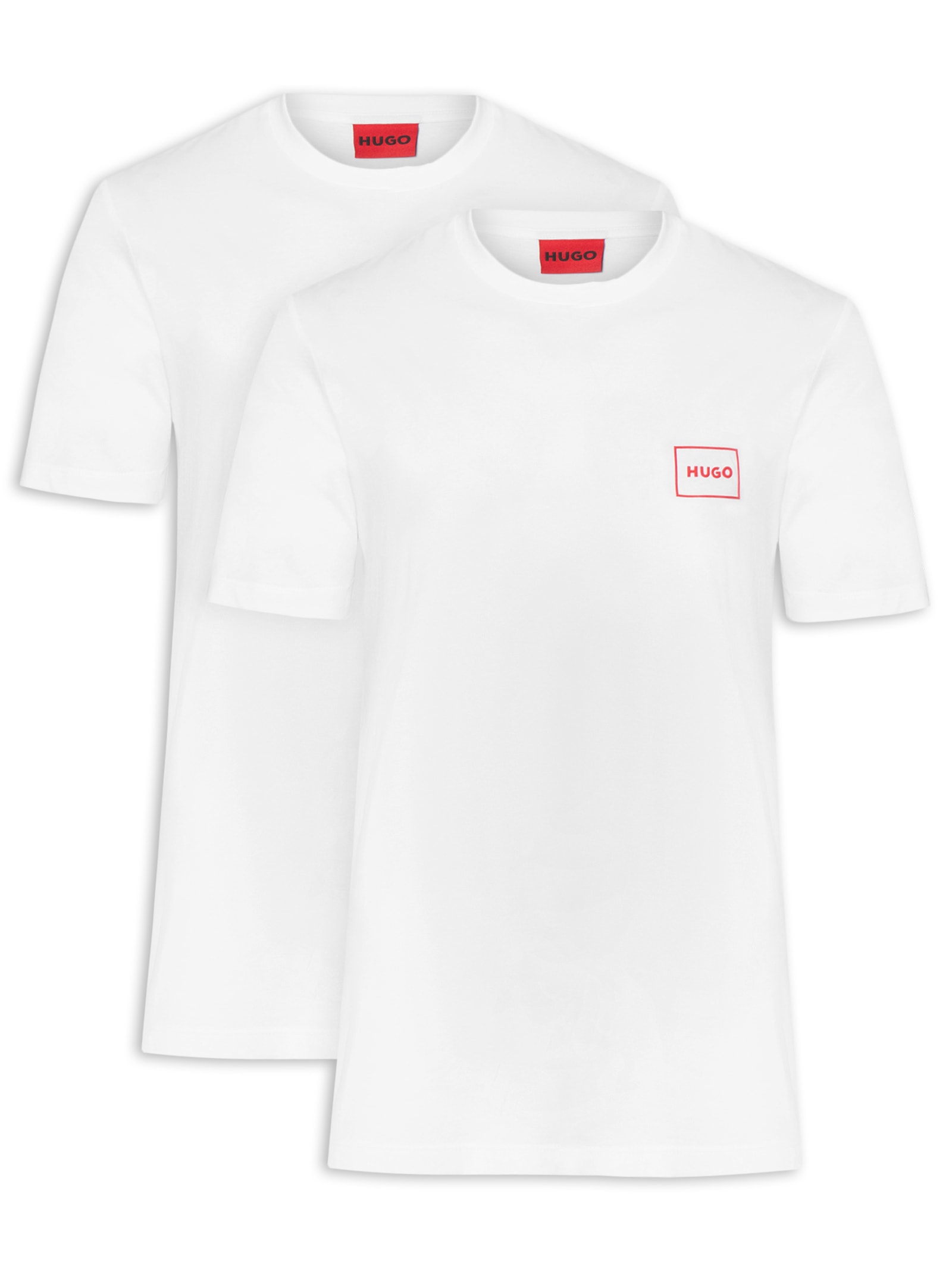 Kit De Camisetas Masculinas 2 Peças Crew Neck Branco Hugo