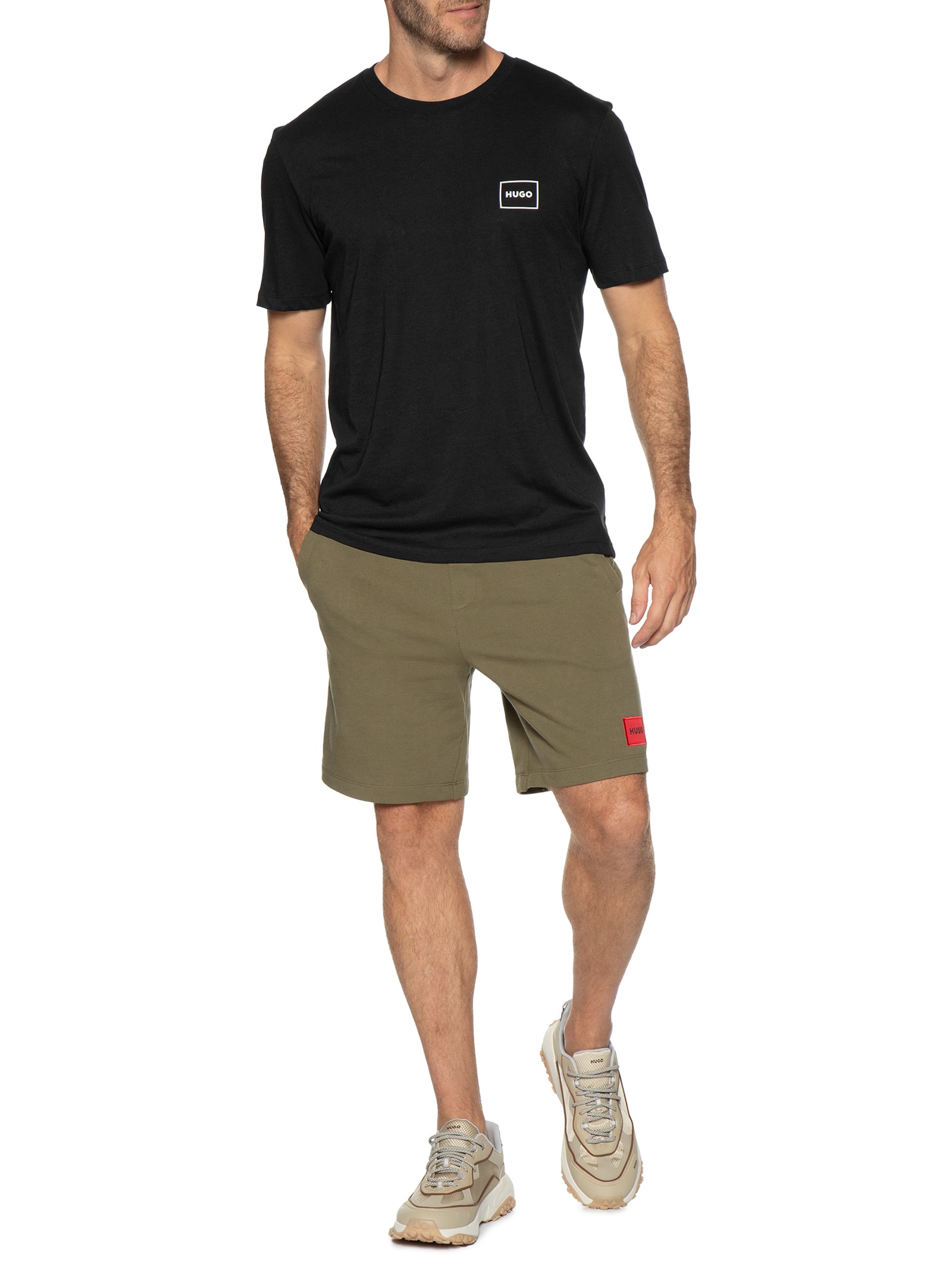 Kit De Camisetas Masculinas 2 Peças Crew Neck Preto Hugo