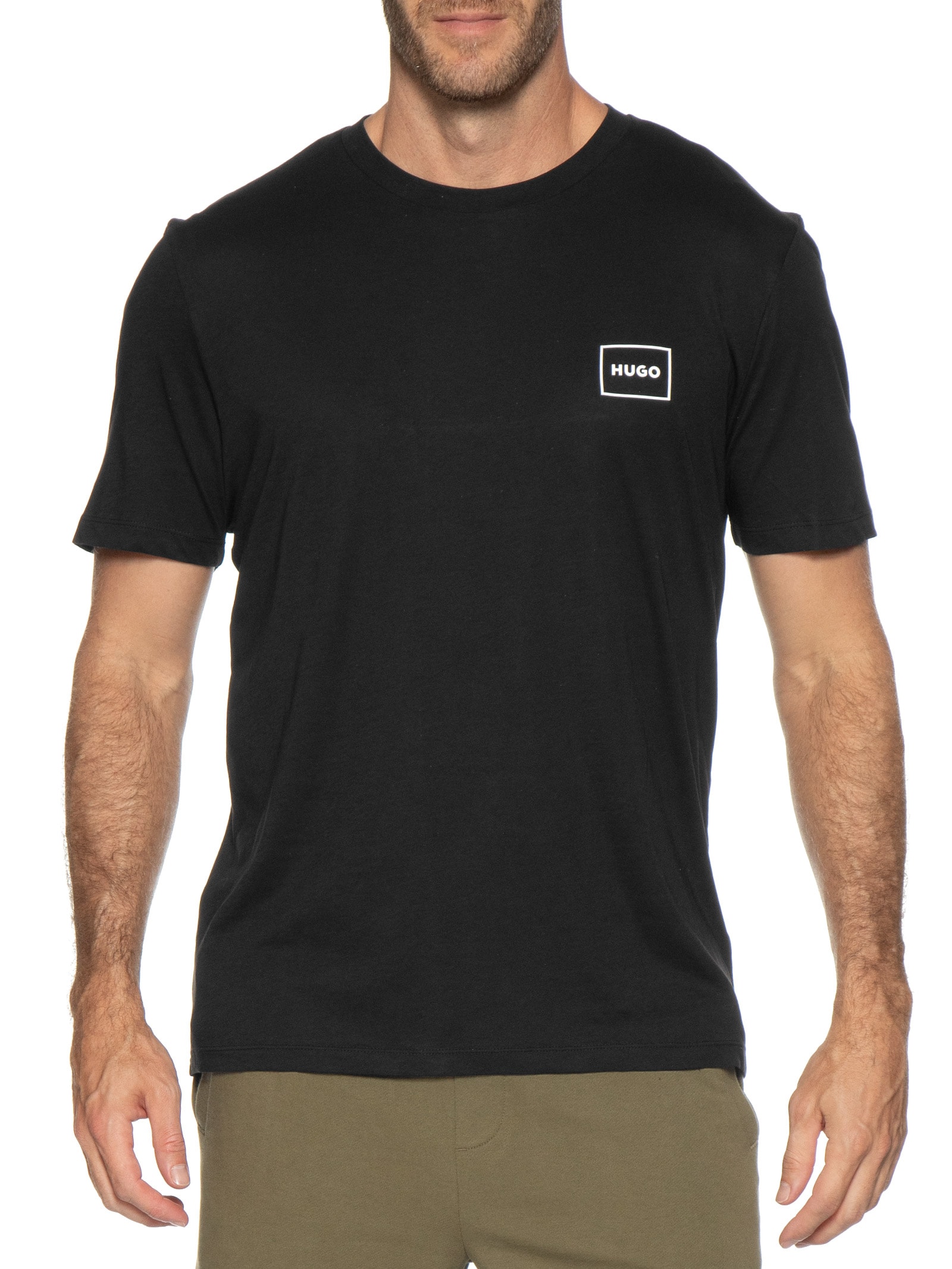 Kit De Camisetas Masculinas 2 Peças Crew Neck Preto Hugo