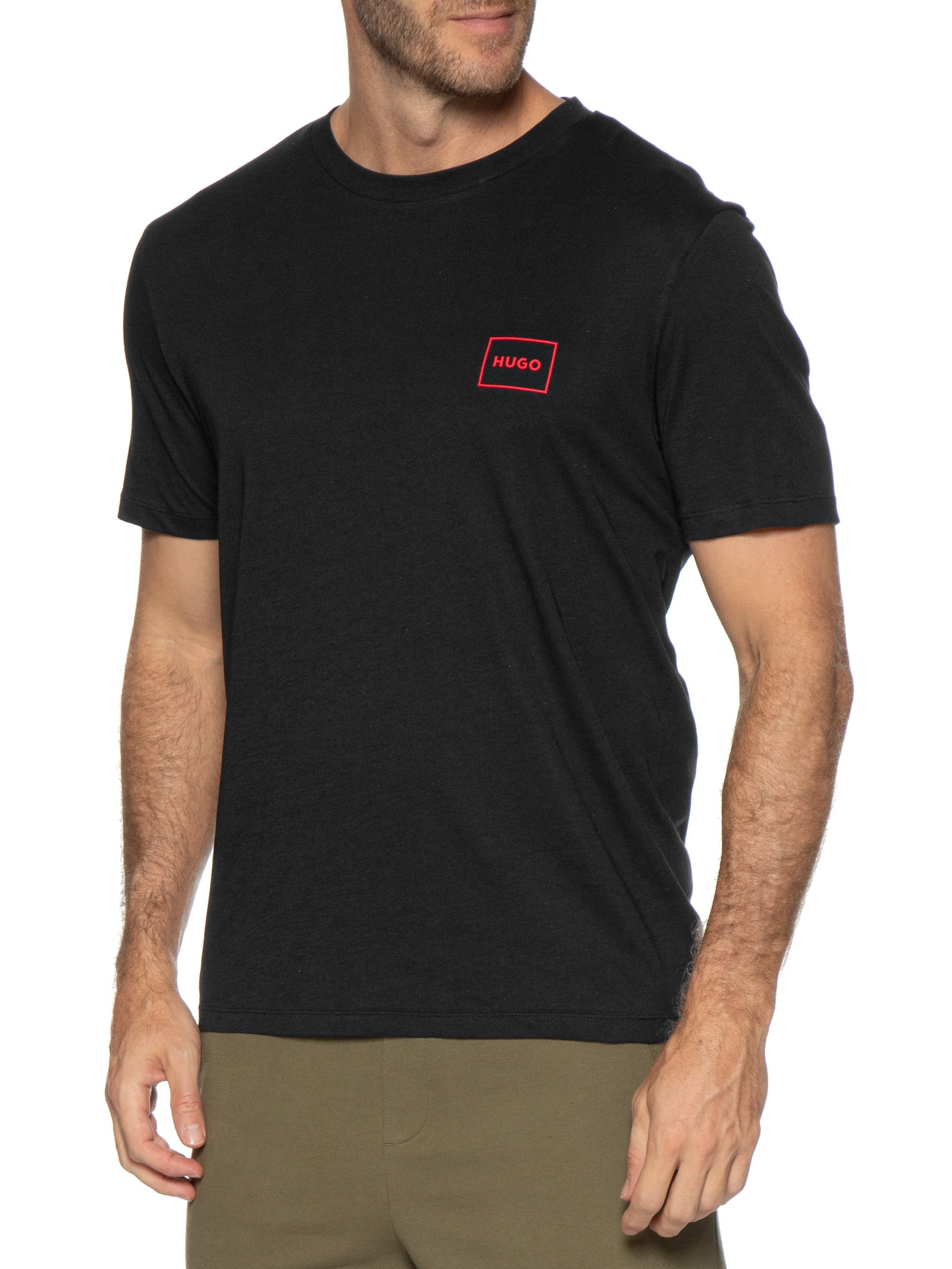 Kit De Camisetas Masculinas 2 Peças Crew Neck Preto Hugo