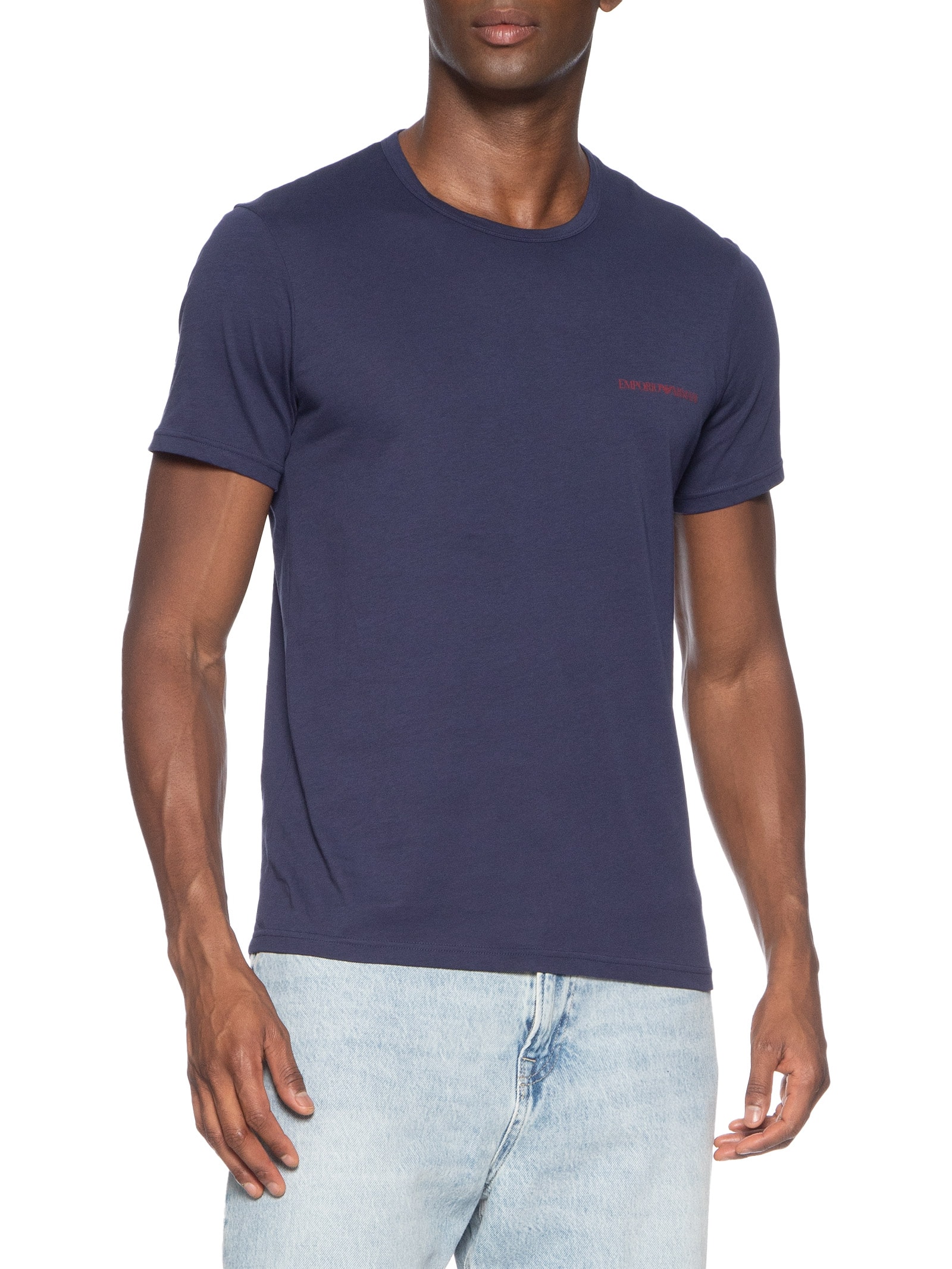 Kit De Camisetas Masculinas 2 Peças Mc Crew Neck Azul Emporio Armani Bodywear