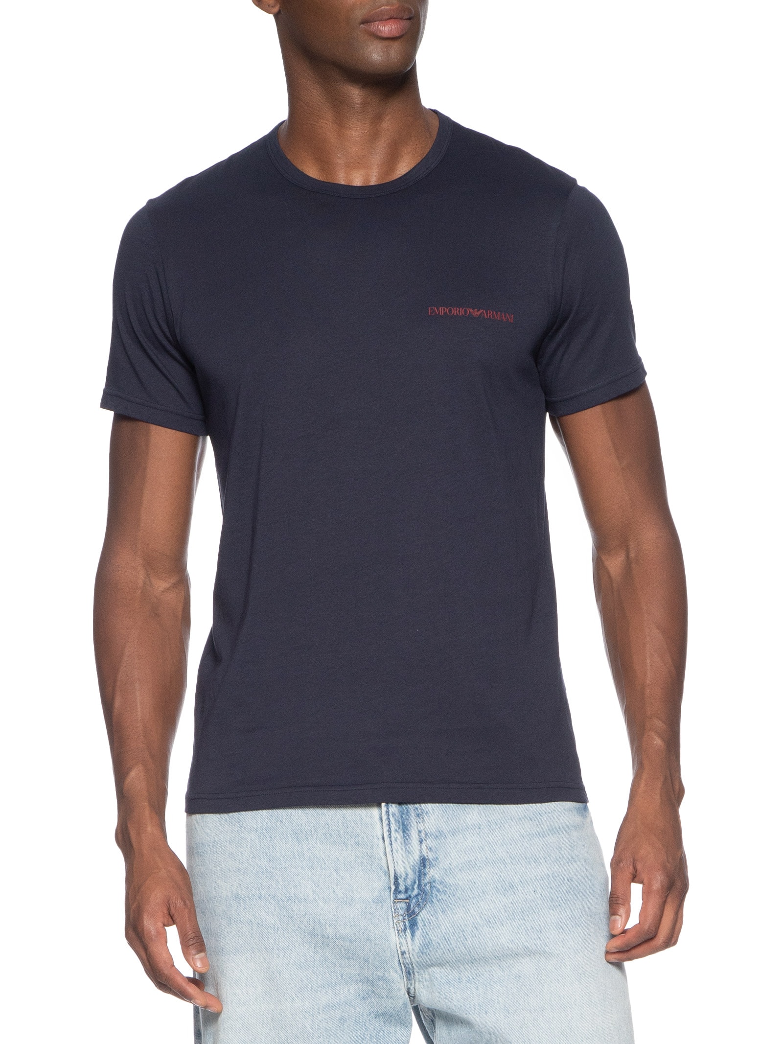 Kit De Camisetas Masculinas 2 Peças Mc Crew Neck Azul Emporio Armani Bodywear