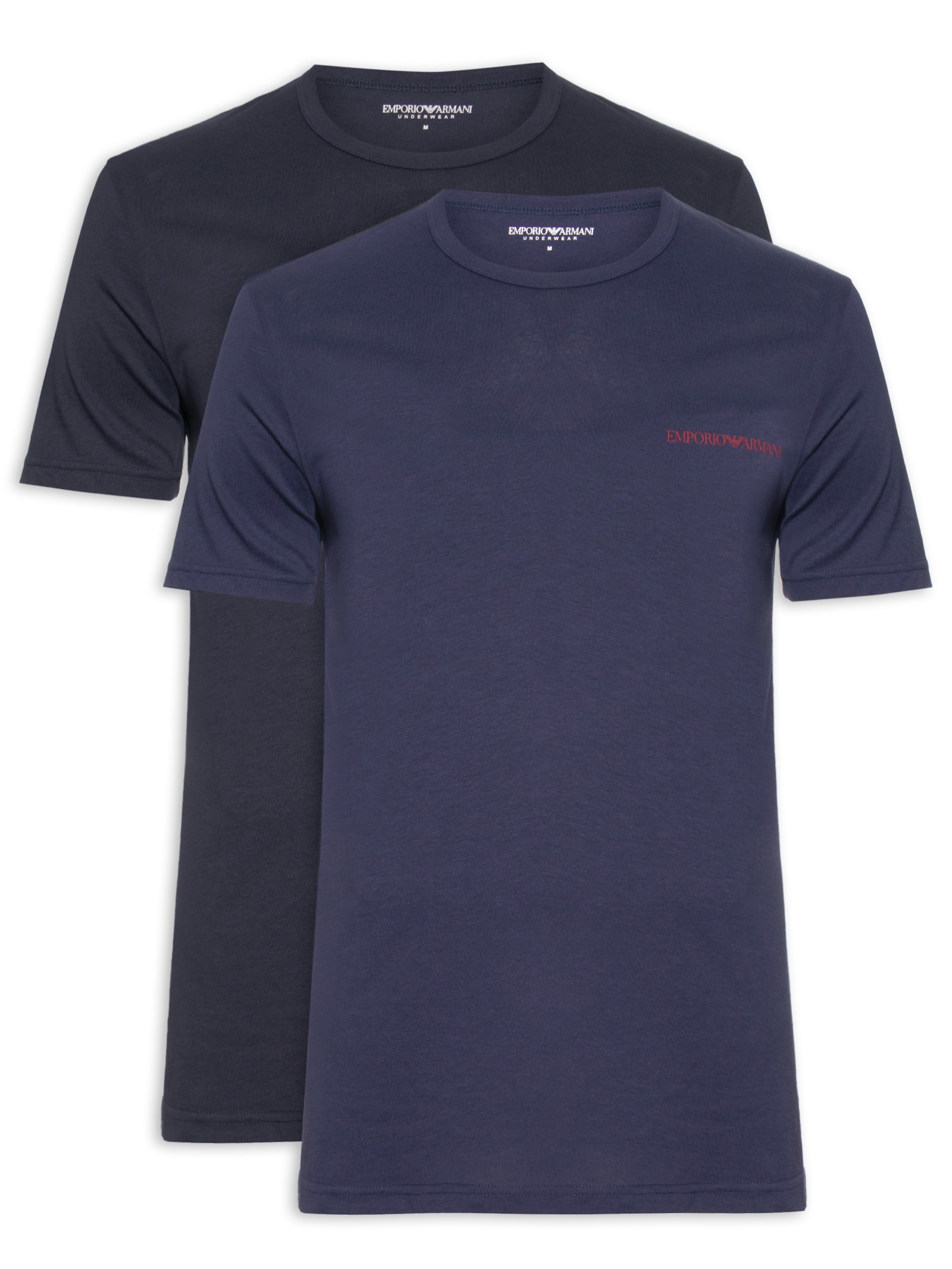 Kit De Camisetas Masculinas 2 Peças Mc Crew Neck Azul Emporio Armani Bodywear