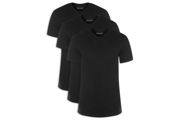 Kit De Camisetas Masculinas 3 Peças Gola V Classic - Preto