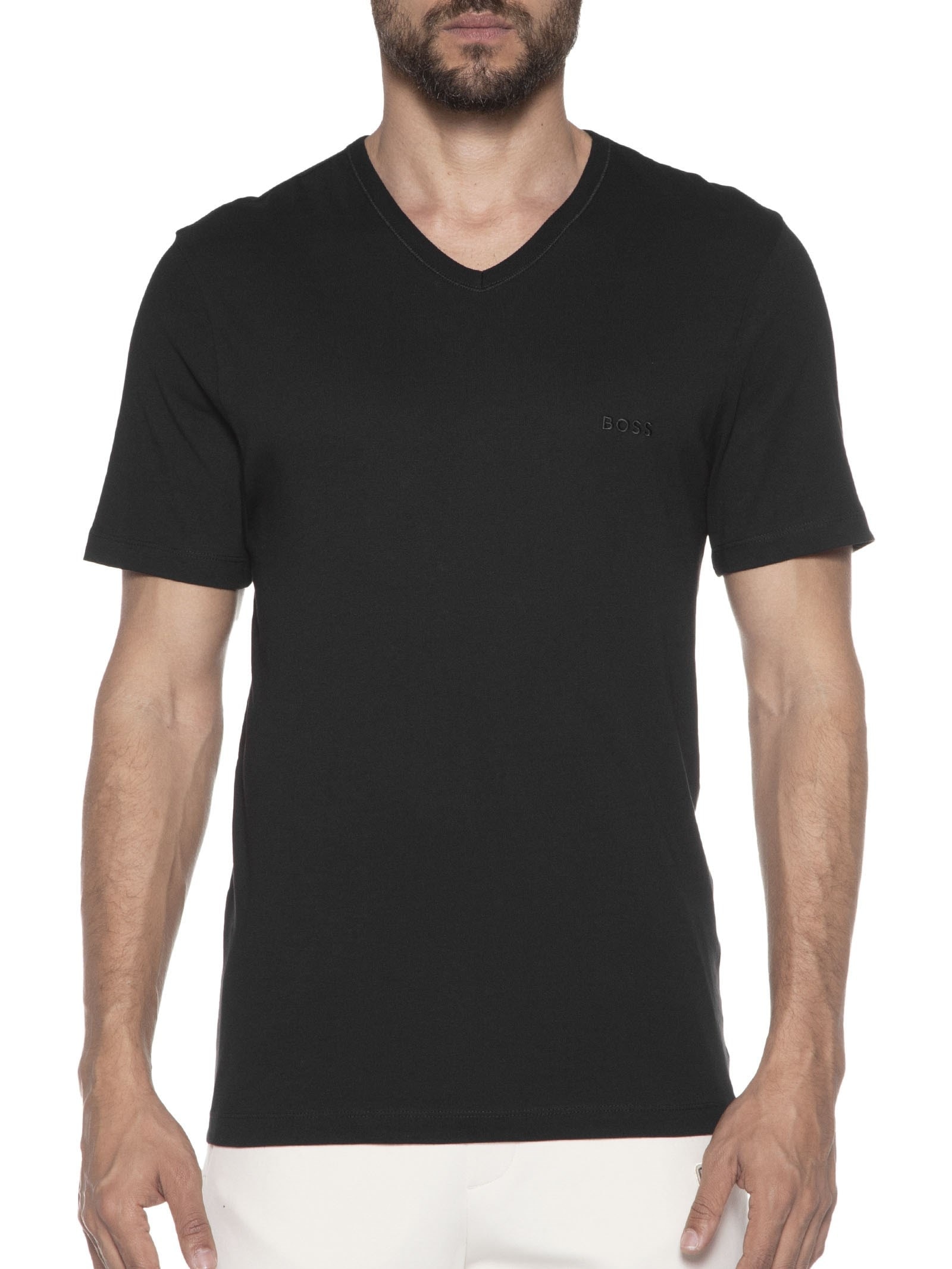 Kit De Camisetas Masculinas 3 Peças Gola V Classic Preto Boss