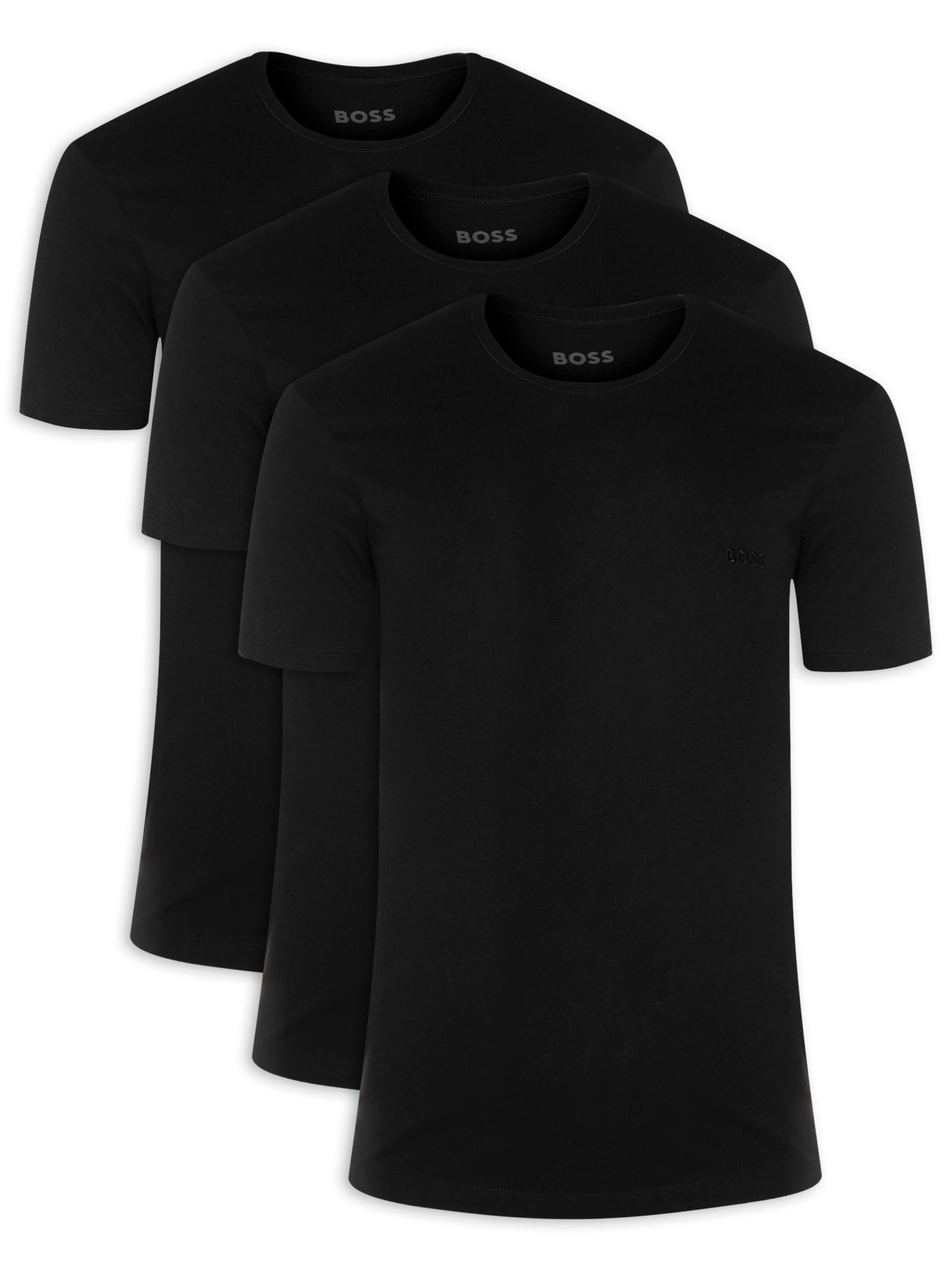 Kit De Camisetas Masculinas 3 Peças Rn 3P Classic Preto Boss