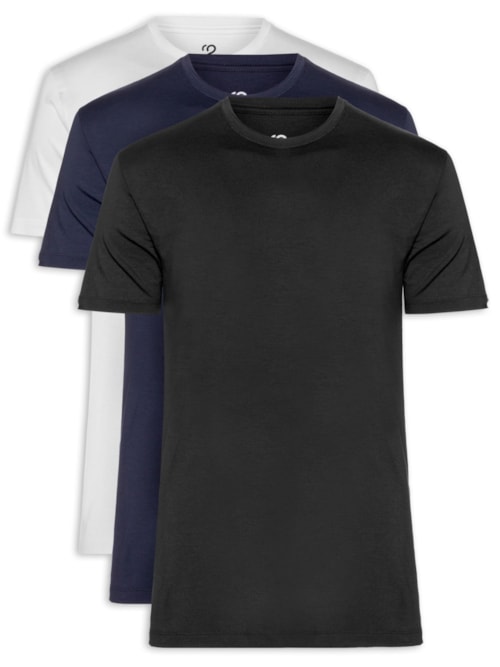 Kit De Camisetas Masculinas 3 Peças Tech Em Modal – Azul